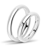 anillos de boda de acero inoxidable pulido de 3 mm de ancho juego de piedras