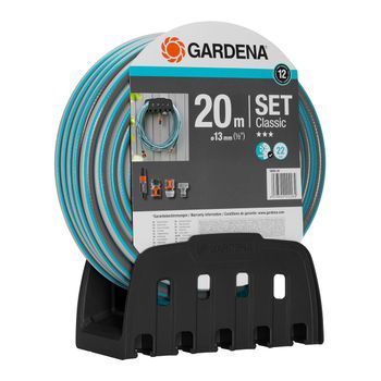 Gardena Classic - Juego Universal De Soporte Y Manguera 20m Con Conectores Y Boquilla
