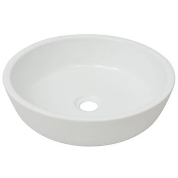 Lavabo Redondo De Cerámica Blanco 42x12 Cm Vidaxl
