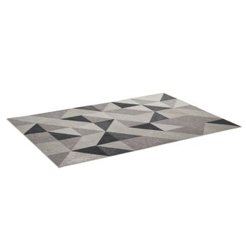 HOMCOM Alfombra de Salón Moderna de Terciopelo 230x160 cm Alfombra Geométrica para Dormitorio Oficina Gris