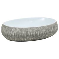 lavabo sobre encimera ovalado ceramica gris y azul 59x40x15 cm vidaxl