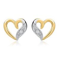 14 quilates pendientes de oro amarillo corazon 2 diamantes 002ct