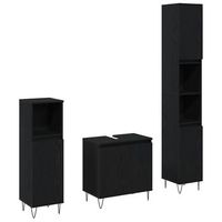 juego de muebles de bano 3 uds roble negro 30 x 30 x 190 cm vidaxl