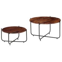 mesa de centro  60 x 35 cm  madera y acero - marron