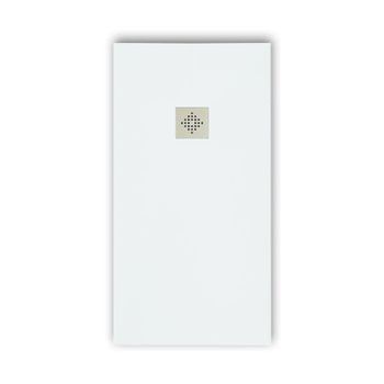 Plato De Ducha Pizarra Pure Blanco  90x200 Cm Rejilla Inox