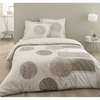 vision funda nordica adele - 100 algodon - 1 funda nordica 240 x 260 cm  2 fundas de almohada 65 x 65 cm con volante plano - beige