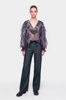 blusa con escote en v estampada con volantes multidenim scarf s