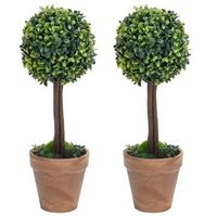 plantas de boj artificial 2 uds forma bola maceta verde 41 cm vidaxl