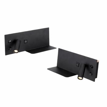 Pack apliques lectura izq/der metal y negro mate