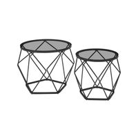 mesa de centro redonda gris pizarra  negro  50diametro x 40a cm