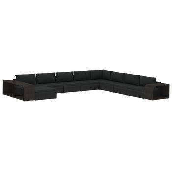 Muebles De Jard¨ªn De 11 Piezas Con Cojines Rat¨¢n Sint¨¦tico Negro