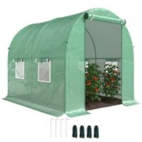 outsunny invernadero caseta invernadero de tunel con cubierta de pe 140 gm para jardin terraza 245x200x198 cm verde   aosom espana