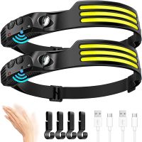 linterna frontal led cob recargable por usb con bateria integrada de 1200mah linterna frontal para acampar al aire libre pesca