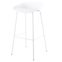 taburete alto de cocina de polipropileno con patas de metal blanco