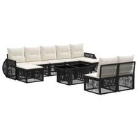 conjunto de sofas de jardin 10 uds negro y blanco crema vidaxl