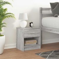 mesita de noche - mueble para dormitorio - madera de ingenieria - gris sonoma 39x28x41cm