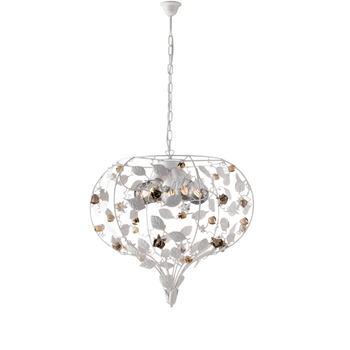 Preciosa Lámpara De Araña De Hierro Lacado Blanco Shabby 5 Luces 125 Ø68 Bl196-5-bco