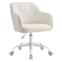 silla de escritorio ergonomica con respaldo curvado de acero y felpa - beige