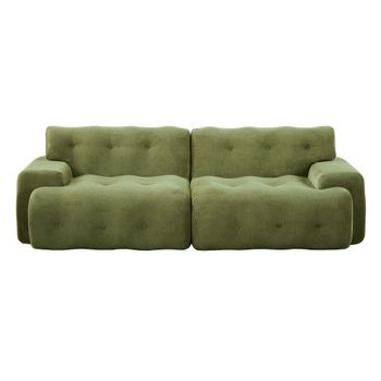 Sofá 3 Plazas Chenille Verde, Diseño Nube Moderno 224cm