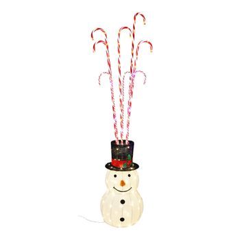 Muñeco De Nieve Con Bastones De Caramelo Con Luces Led Cálidas Y Múltiples
