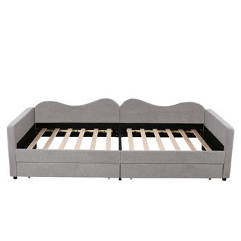 Sofá Cama 90x200cm Con 2 Cajones De Terciopelo Tiddy Gris