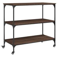 carrito de cocinarestanteria de cocina carrito de servir madera ingenieria marron roble 102x50x95 cm