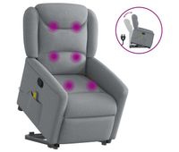 sillon de masaje reclinable - sillon relax de pie de tela gris claro