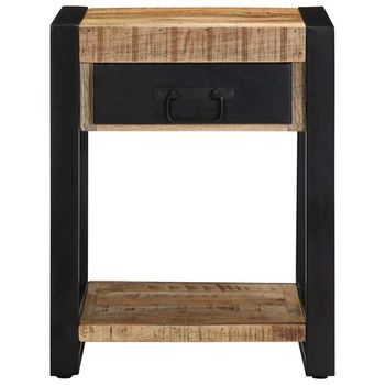 Mesa Auxiliar Madera Maciza De Mango Rugosa 40x40x50 Cm