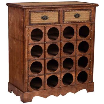 Baul botellero de madera marrón 63x31x69.5h cm