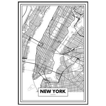 Panorama Cuadro Metacrilato Enmarcado Mapa De Ciudad Nueva York 50x70 Cm