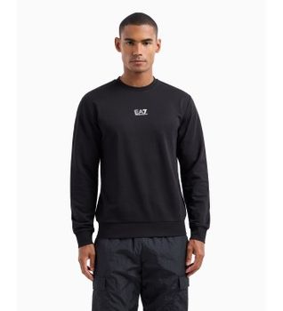 EA7 para hombre. 8NPM30_PJVRZ Sudadera de cuello redondo de algodón Core identity
 negro (XL), Casual, Deportivo