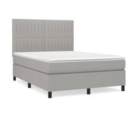 cama box spring con colchon tela gris claro 140x190 cm rayas verticales