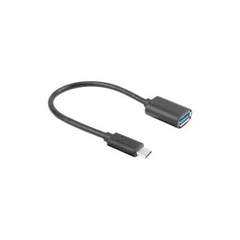 Adaptador USB Lanberg AD-UC-UA-04 0,15m USB A a USB C USB 3.2 Gen 1 5Gbps Negro