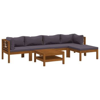 Muebles De Jardín 7 Pzas Cojines Madera Maciza De Acacia Vidaxl