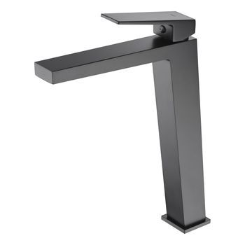 Grifería Monomando Para Lavabo Alto En Latón Con Acabado Negro Mate Y Cartucho Cerámico