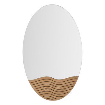 Espejo De Pared De Madera Marrón Con Ondas Ø 50x1,5x80 Cm