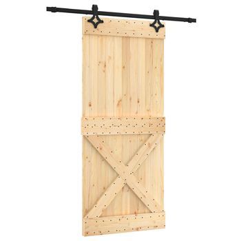 Puerta Corredera Natural Y Negro 90 X 210 Cm Vidaxl