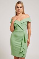 yours london vestido mini verde salvia cruzado con volante mujer curvy y tallas grandes yours london
