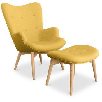 Sillón Con Reposapiés Kontor - Diseño Escandinavo Amarillo