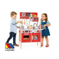 cocina de madera roja con 10 accesorios 855x30x60 cm