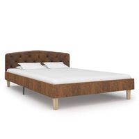 estructura de cama de piel de ante artificial marron 120x200 cm