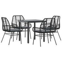 juego de comedor jardin 5 uds cojines ratan sintetico negro cfw392640