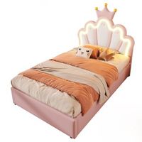 cama individual princesa heredera 90x200cm con mecanismo hidraulico de elevacion en pu rosa