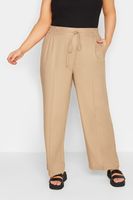 yours pantalones anchos beige de mezcla de lino mujer curvy y tallas grandes yours