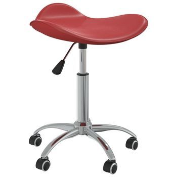 Taburete | Reposapiés De Salón De Belleza De Cuero Sintético Rojo Vino Tinto Cfw41109