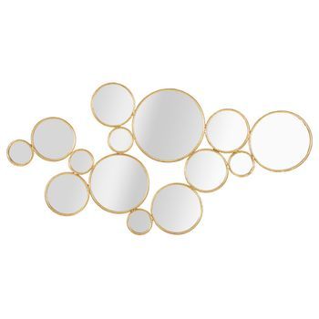 Panel Decorativo 3d De Metal Dorado Y Espejo 100x2,3x51,5 Cm