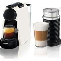 nespresso by magimix essenza mini coffee machine with aeroccino - pure white white