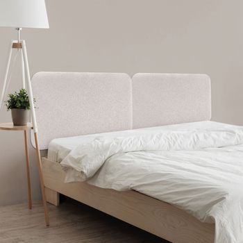 Dhome Cabecero Tapizado Liso Redondeado Tejido Luxury Para Pared Cabeceros Absorbentes Cabezal Cama Dormitorio (espigas Beige, 160cm Dual)