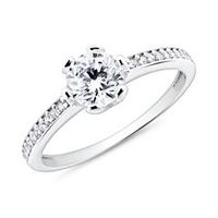 anillo de compromiso en oro blanco de 9 quilates con circonita cubica