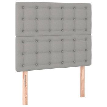 Pack 2 Uds Cabeceros Cama | Panel De Cabeceras De Tela Gris Claro 80x5x78/88 Cm